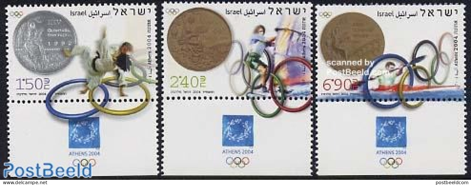 Israel 2004 Olympic Games Athens 3v, Mint NH, Sport - Judo - Kayaks & Rowing - Olympic Games - Sailing - Nuevos (con Tab)