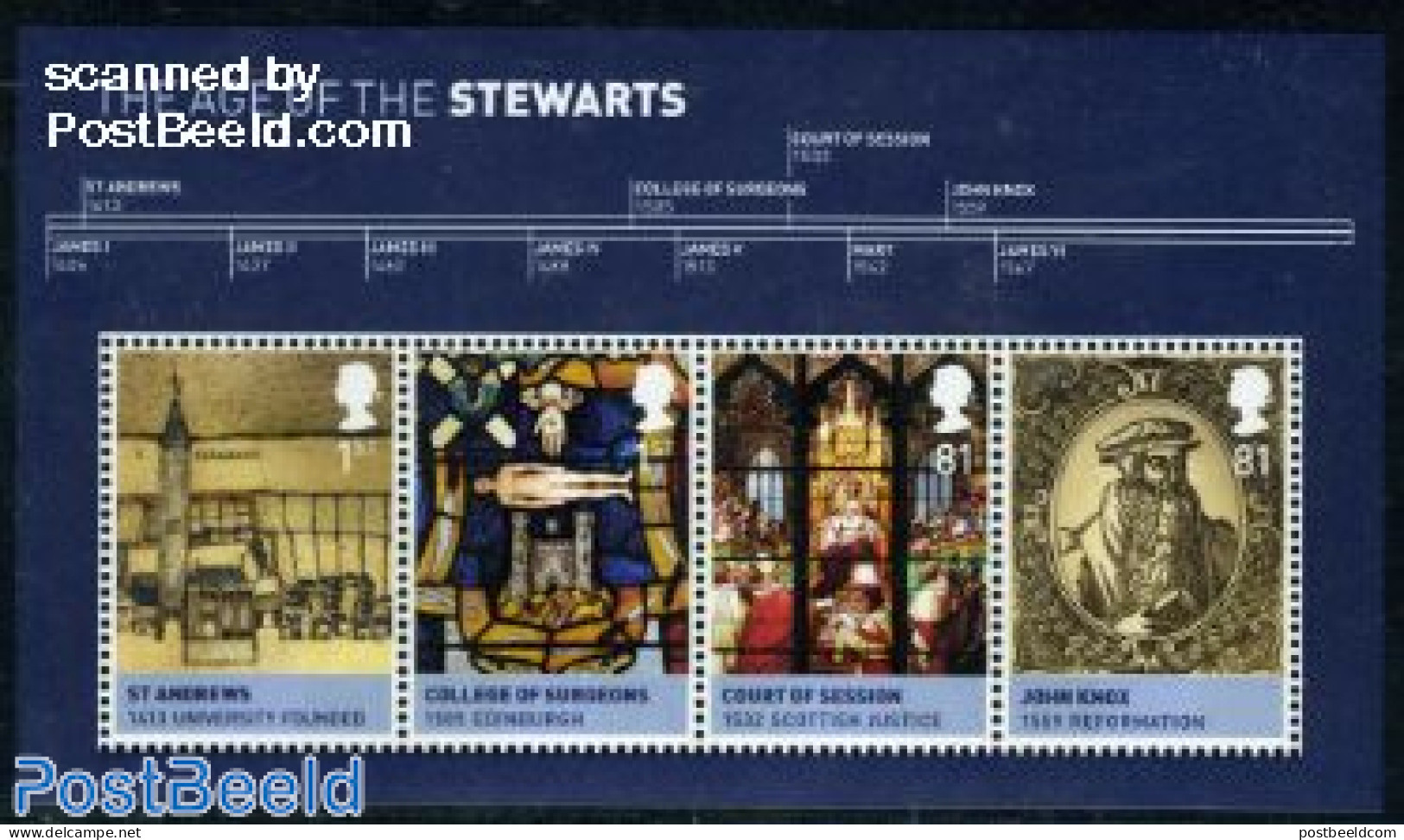 Great Britain 2010 The Age Of The Stuarts S/s, Mint NH, History - Kings & Queens (Royalty) - Art - Stained Glass And W.. - Ungebraucht