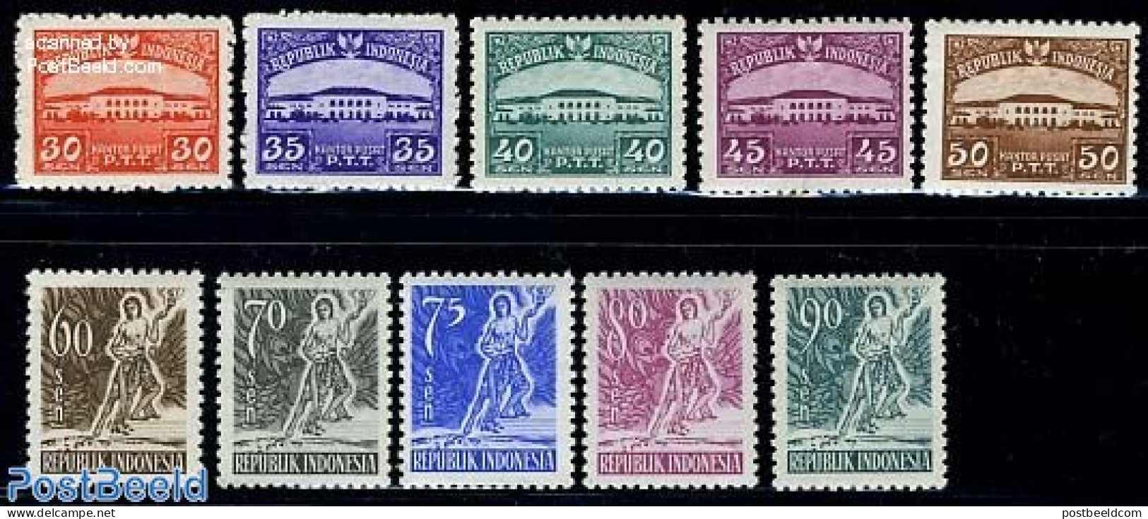 Indonesia 1953 Definitives 10v, Mint NH - Indonesië