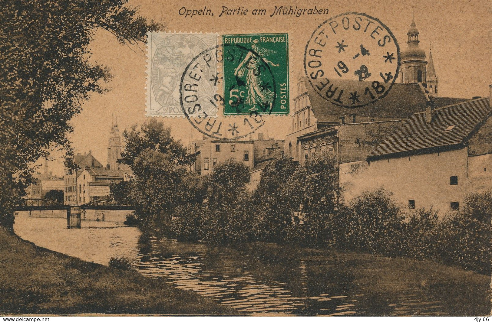 CPA OPPELN - SILESIA - Opole - Silesie - Partie Am Muhlgraben - Cachet D'occupation 19 Avril 1922 TRESOR ET POSTES (184) - Briefe U. Dokumente