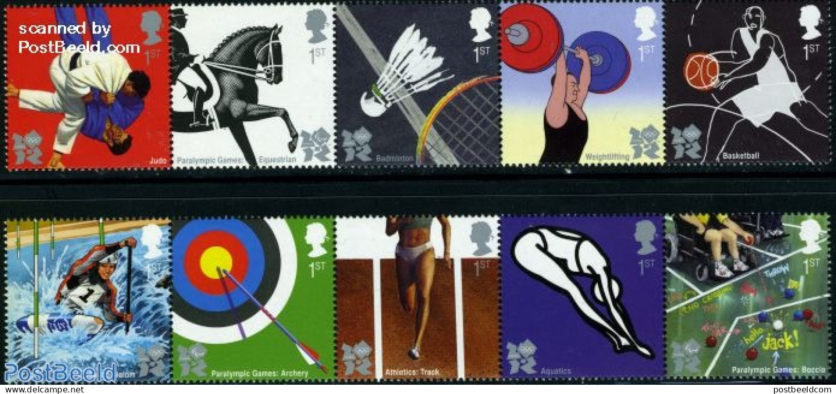 Great Britain 2009 Olympic Games London 2012 10v (2x[::::]), Mint NH, Nature - Sport - Horses - Athletics - Badminton .. - Unused Stamps