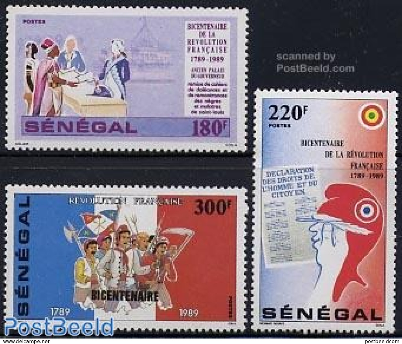 Senegal 1989 French Revolution 3v, Mint NH, History - History - Sénégal (1960-...)