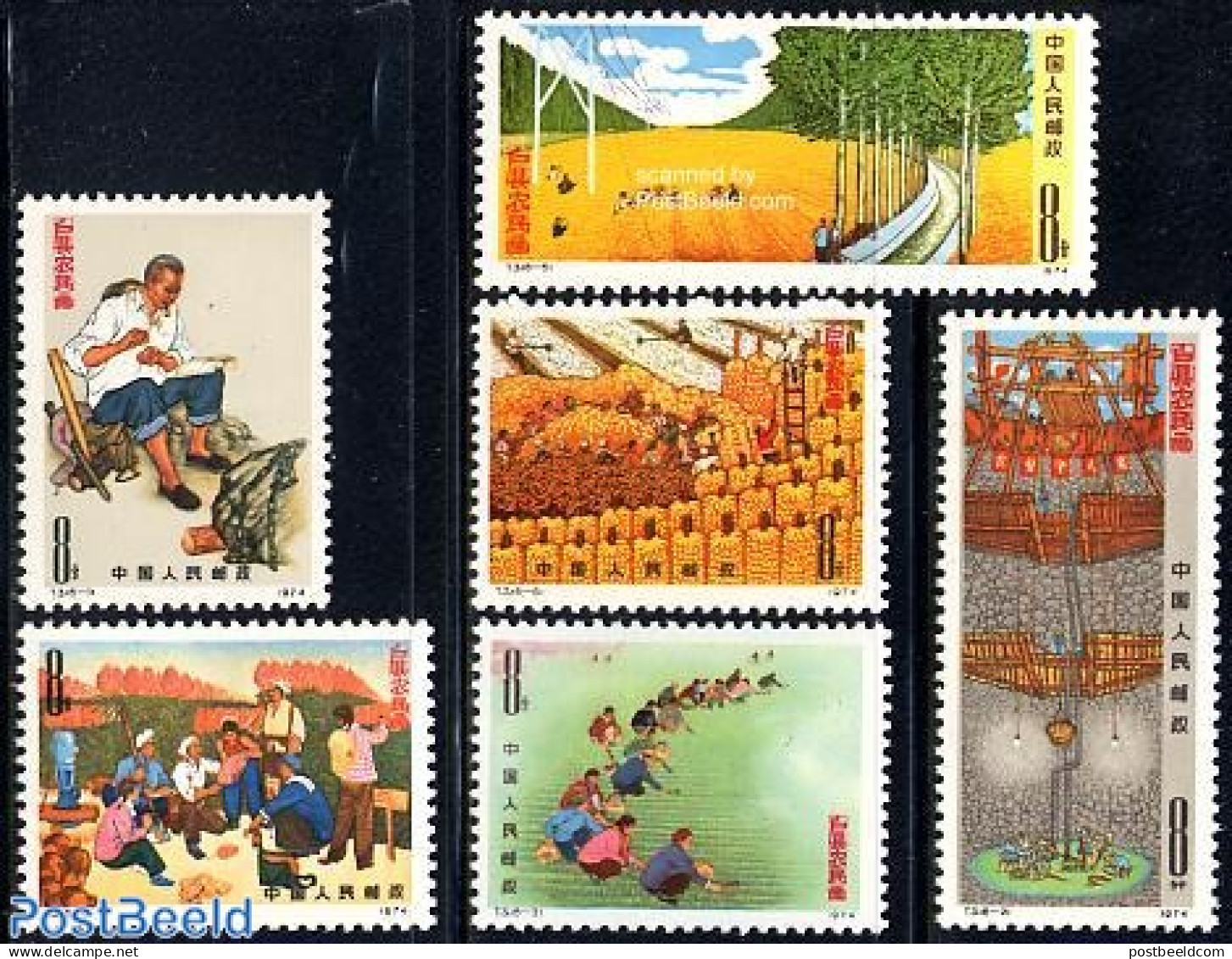 China People’s Republic 1974 Huhsien Farmers 6v, Mint NH, Various - Agriculture - Art - Paintings - Unused Stamps