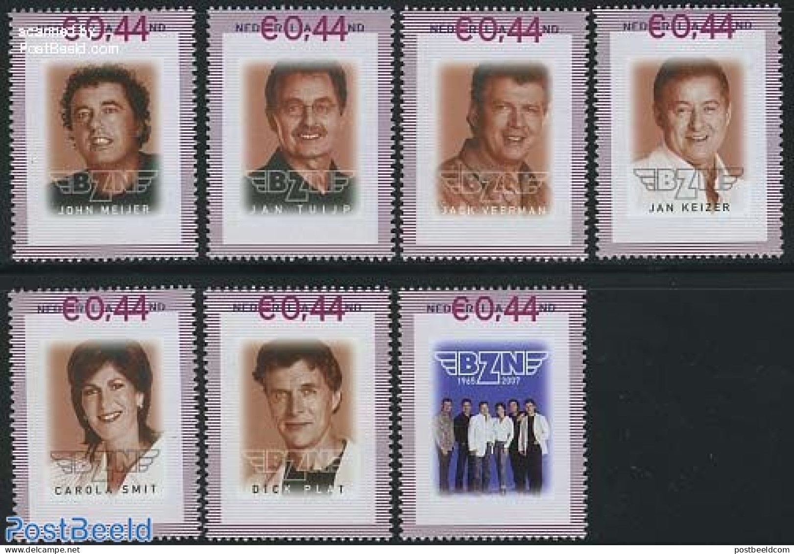 Netherlands - Personal Stamps TNT/PNL 2007 BZN 7v, Mint NH, Performance Art - Music - Popular Music - Música