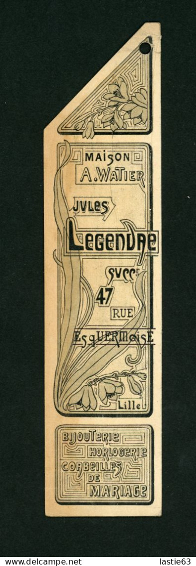 Marque Page Ancien Mars 1902  Mobilier Facq Hilst Maison Watier Legendre 47 Rue Esquermoise Lille Bijouterie Horlogerie - Lesezeichen