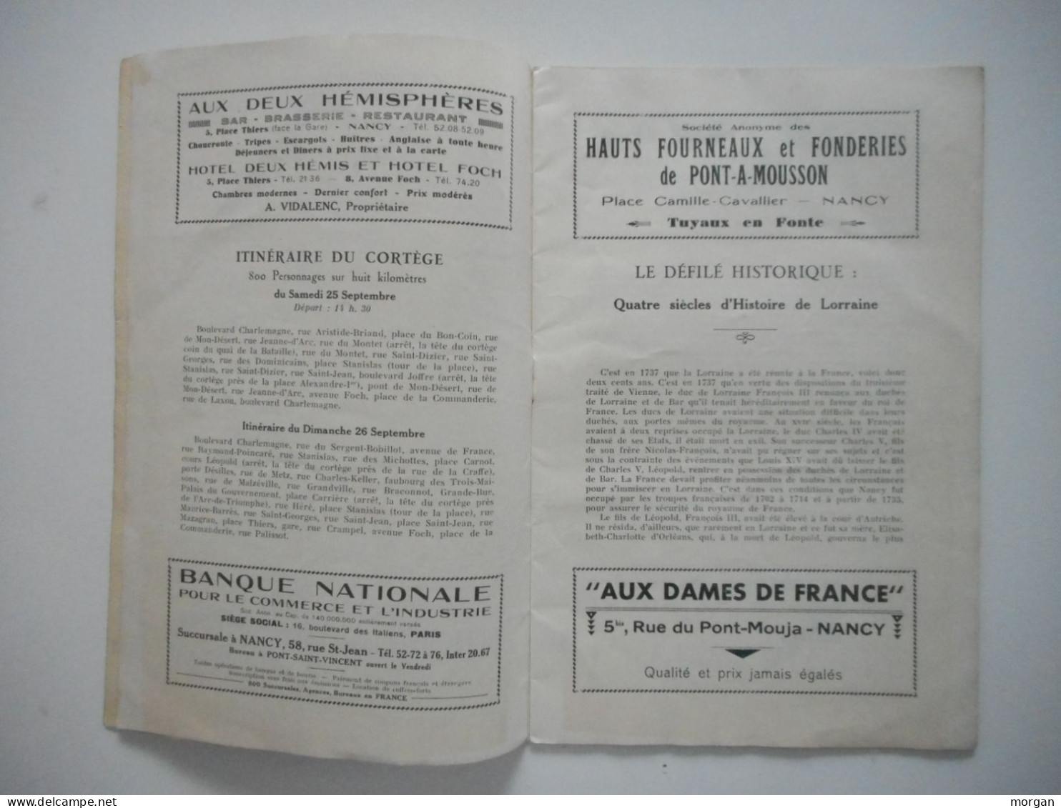 NANCY, 1937, PROGRAMME DU DEFILE HISTORIQUE DU BICENTENAIRE DU RATTACHEMENT DE LA LORRAINE A LA FRANCE - Lorraine - Vosges