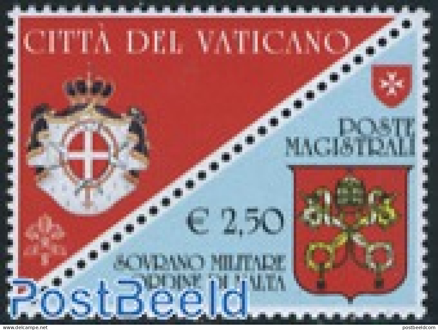Sovereign Order Of Malta 2008 Joint Issue With Vatican 1v+tab [:], Mint NH, History - Various - Coat Of Arms - Joint I.. - Emissions Communes