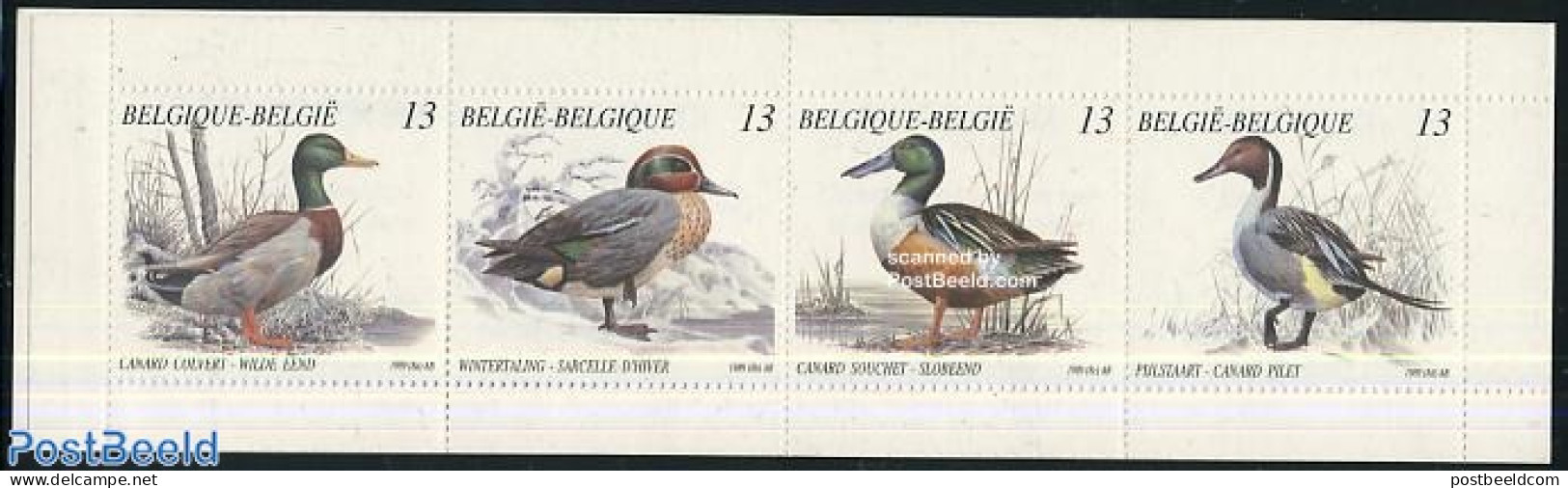 Belgium 1989 Ducks 4v In Booklet, Mint NH, Nature - Birds - Ducks - Stamp Booklets - Ongebruikt