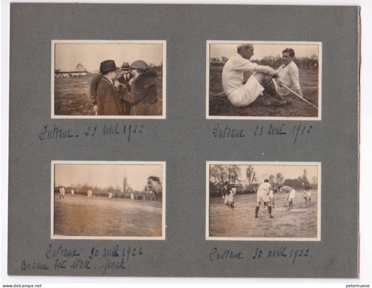 8 Eingesteckte Original-Fotos Aus Album, 1922, Dabei 5 Fotos Aus Puteaux Bei Paris Feld-Hockey Spiel. Und Marly, Senslis - Sporten