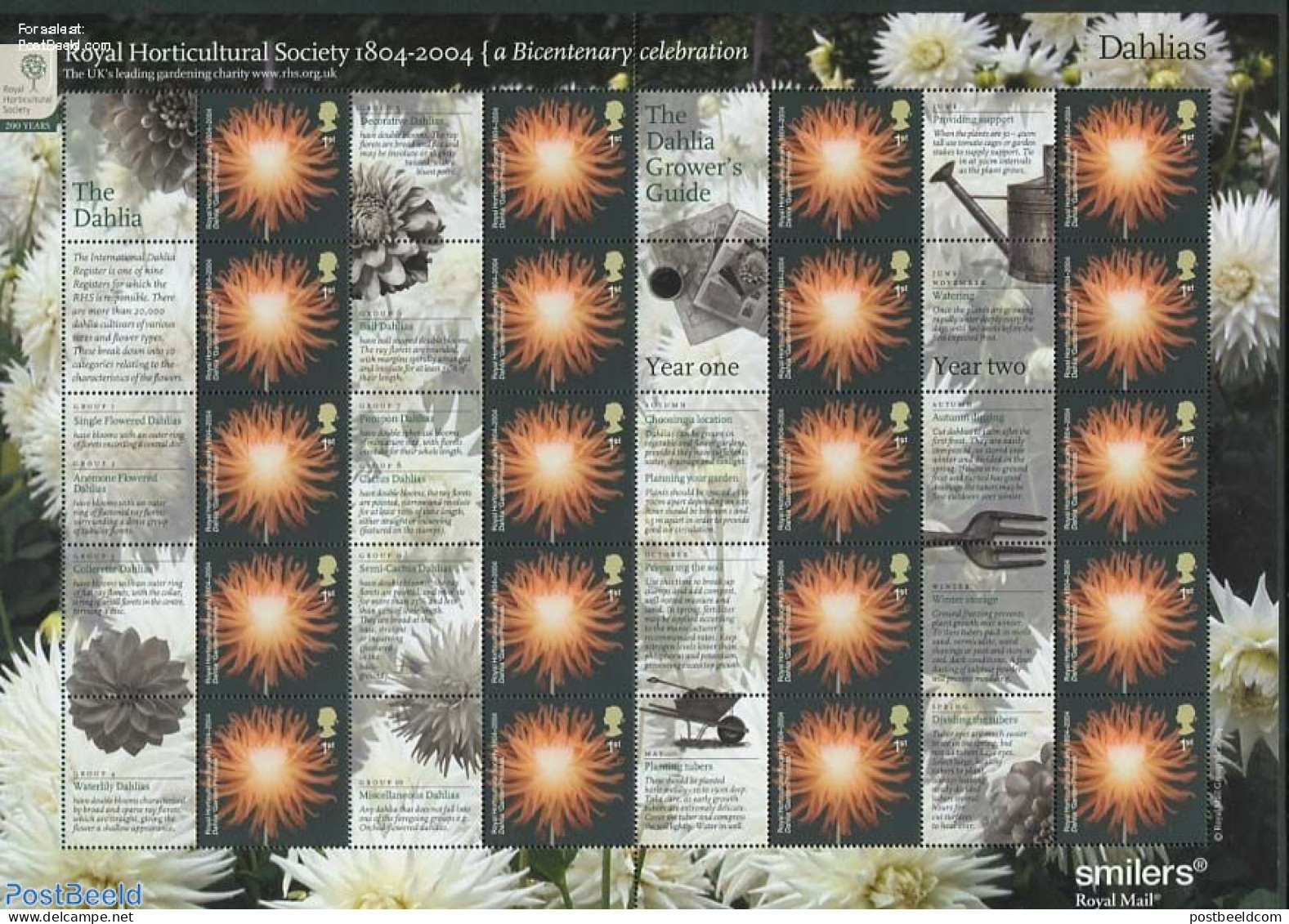 Great Britain 2004 Label Sheet, Horticultural Society, Mint NH, Flowers & Plants - Nuovi