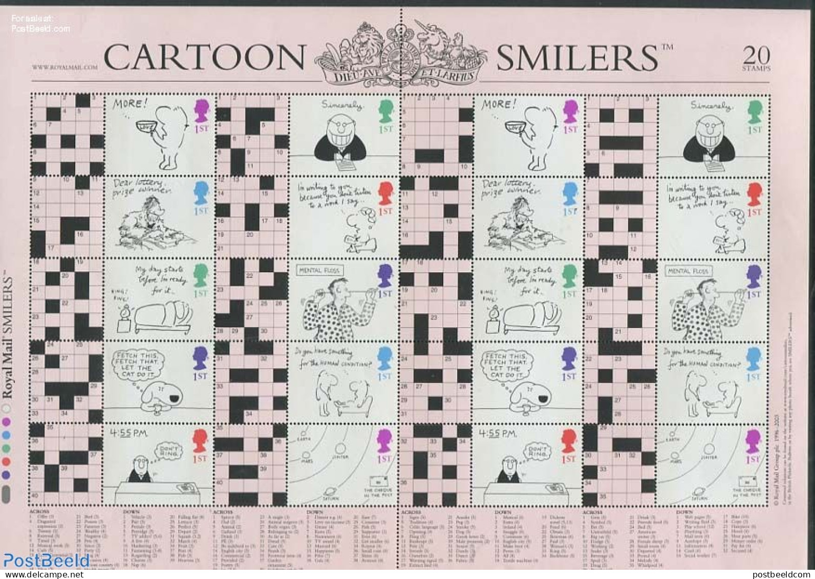 Great Britain 2003 Label Sheet, Crossword Cartoons, Mint NH, Art - Comics (except Disney) - Neufs