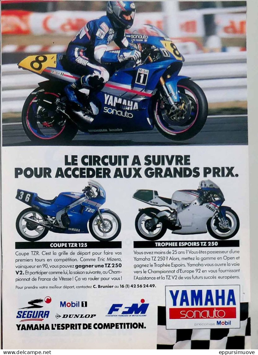 Publicité Papier  MOTO YAMAHA COUPE TZR 125 + TZ 250 Mai 1991 MRFL - Publicités