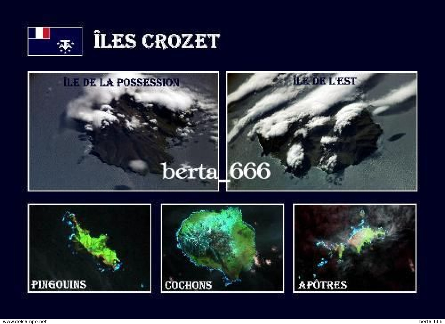 TAAF Crozet Islands Satellite Views UNESCO New Postcard - TAAF : Territori Francesi Meridionali