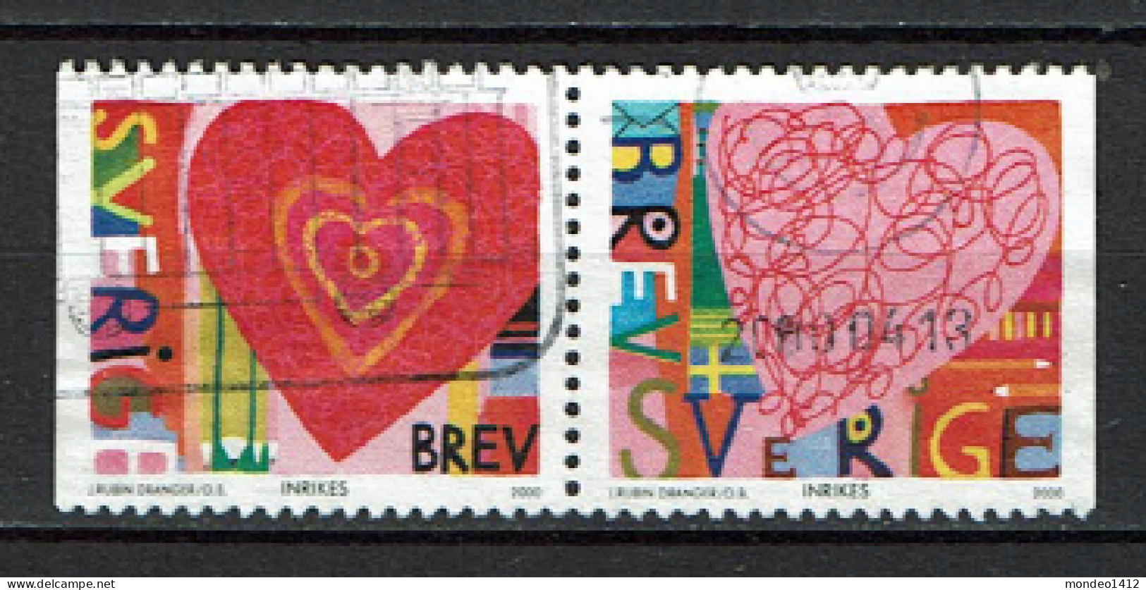 Sweden 2000 - Valentines Day - Used - Gebruikt
