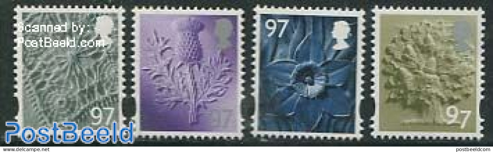 Great Britain 2014 Definitives, Regionals 4v, Mint NH, Nature - Various - Flowers & Plants - Trees & Forests - Textiles - Nuevos