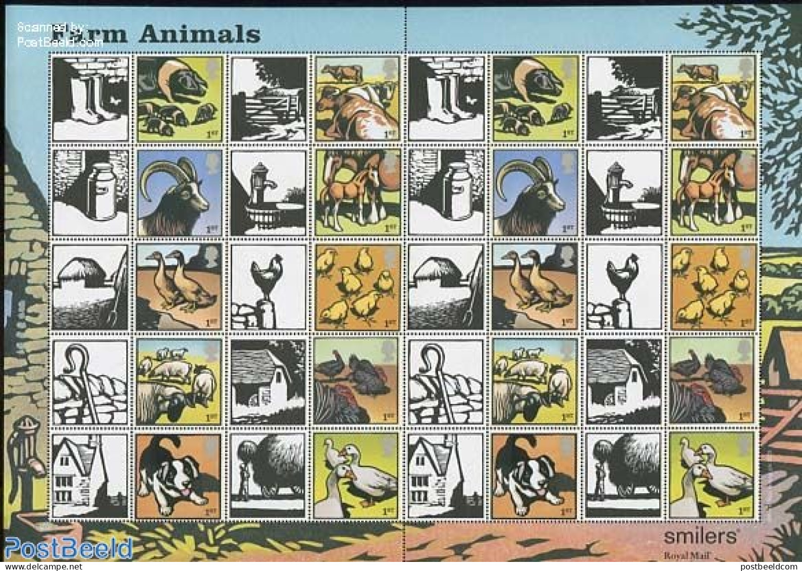 Great Britain 2005 Farm Animals, Label Sheet, Mint NH, Nature - Animals (others & Mixed) - Birds - Nuovi
