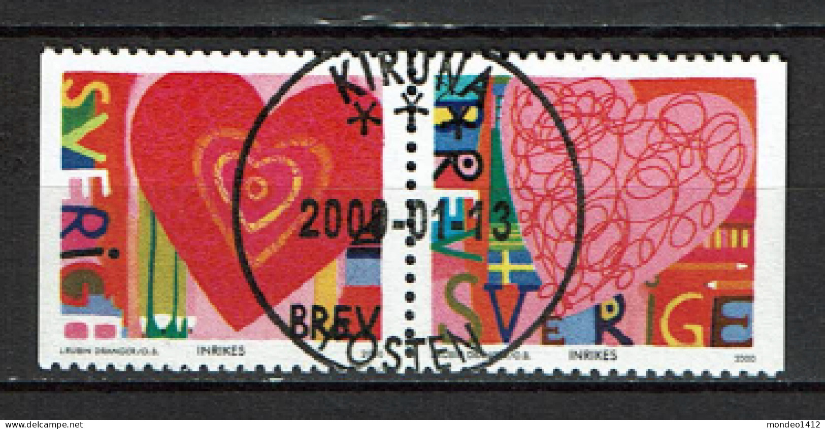 Sweden 2000 - Valentines Day - Used - Gebruikt