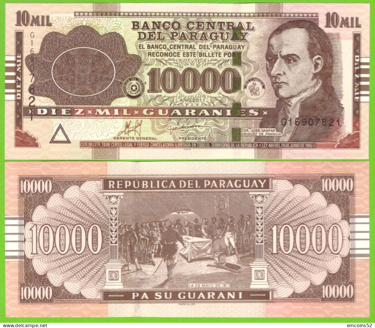 PARAGUAY 10000 GUARANIES 2011  P-224e  UNC - Paraguay