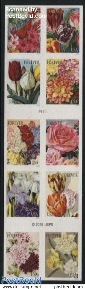 United States Of America 2016 Flowers 10v S-a In Foil Booklet (APU), Mint NH, Nature - Flowers & Plants - Roses - Nuovi