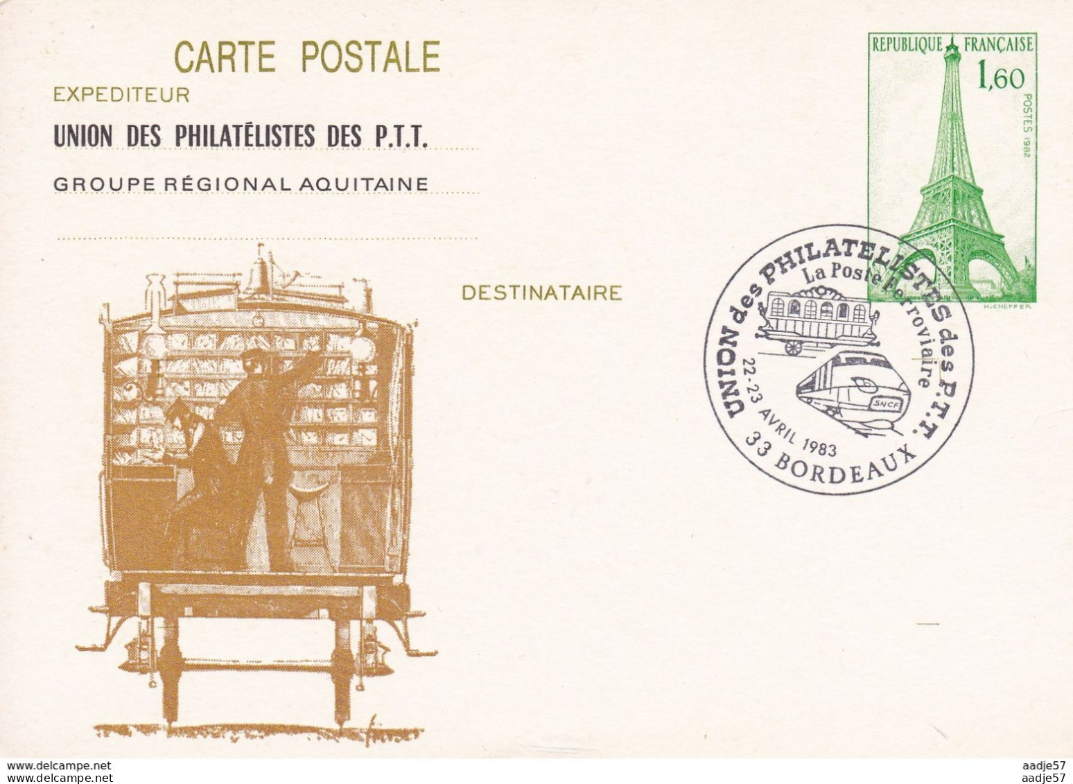 Frankreich France Spec Card Union Phil Post Ferrovaire 22.04.1983 - Trenes