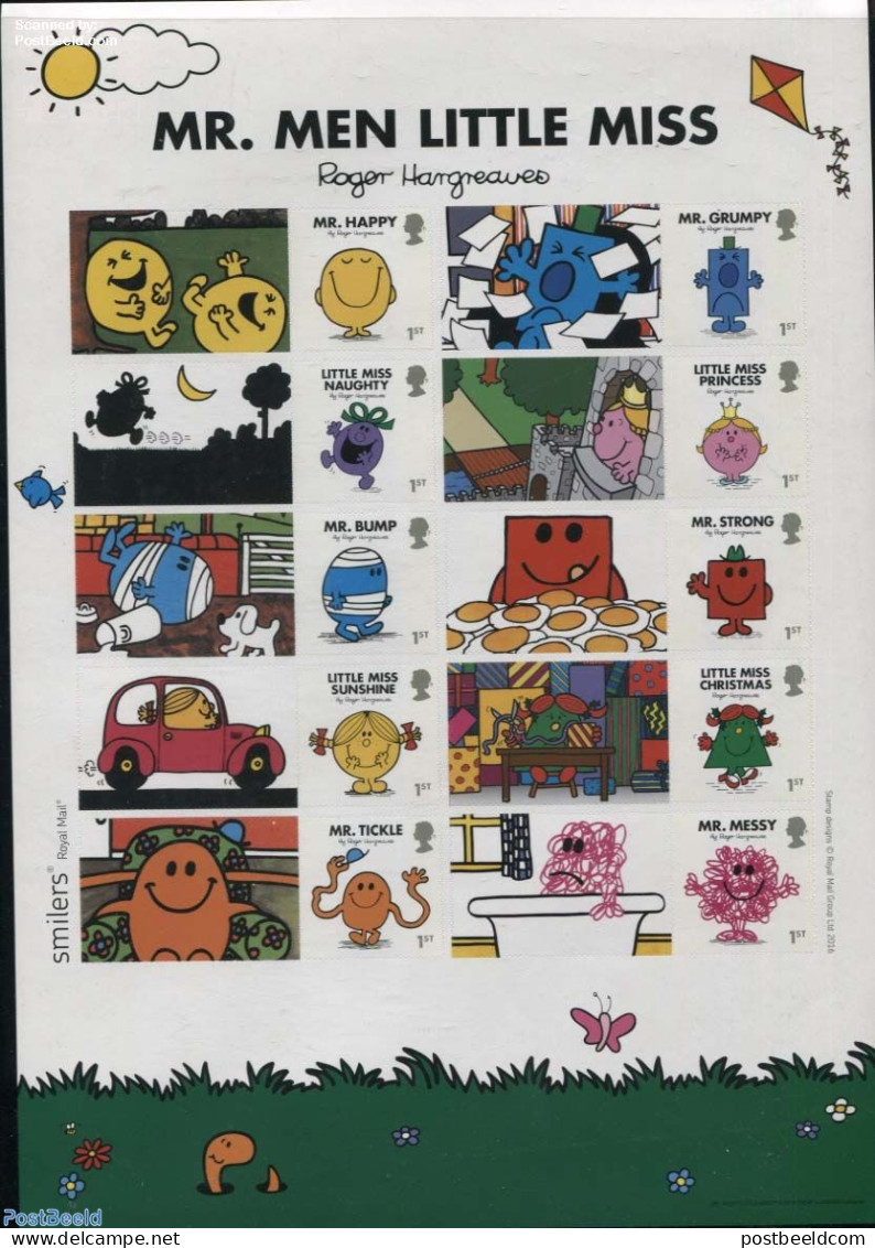Great Britain 2016 Mr. Man Little Miss Smiler Sheet (10v S-a), Mint NH, Art - Comics (except Disney) - Unused Stamps