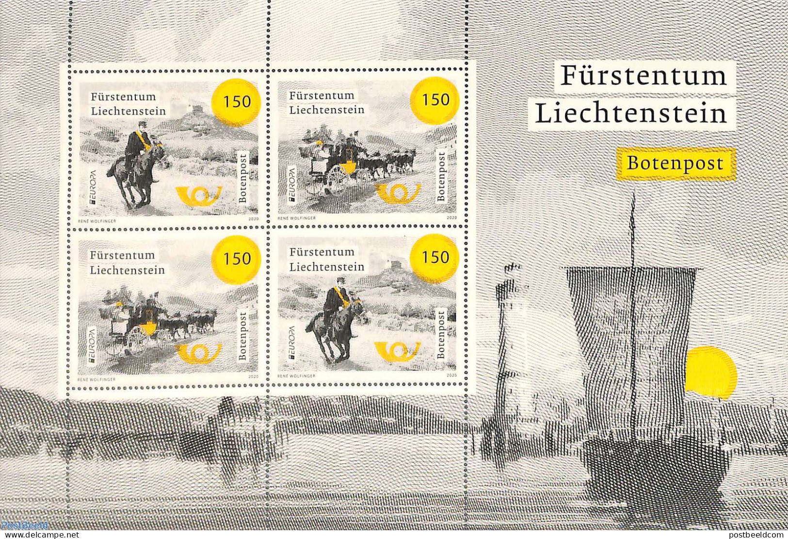 Liechtenstein 2020 Europa, Old Postal Roads S/s, Mint NH, History - Nature - Transport - Various - Europa (cept) - Hor.. - Neufs