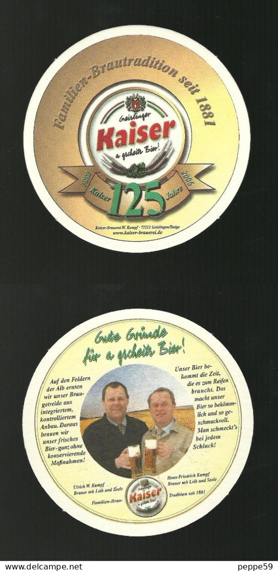 Sotto-boccale O Sottobicchiere - Kaiser 125 Jahre - Birra - Bier - Beer Mats - Sous Bocks - Bierdeckel - Pils - Beer - Sous-bocks