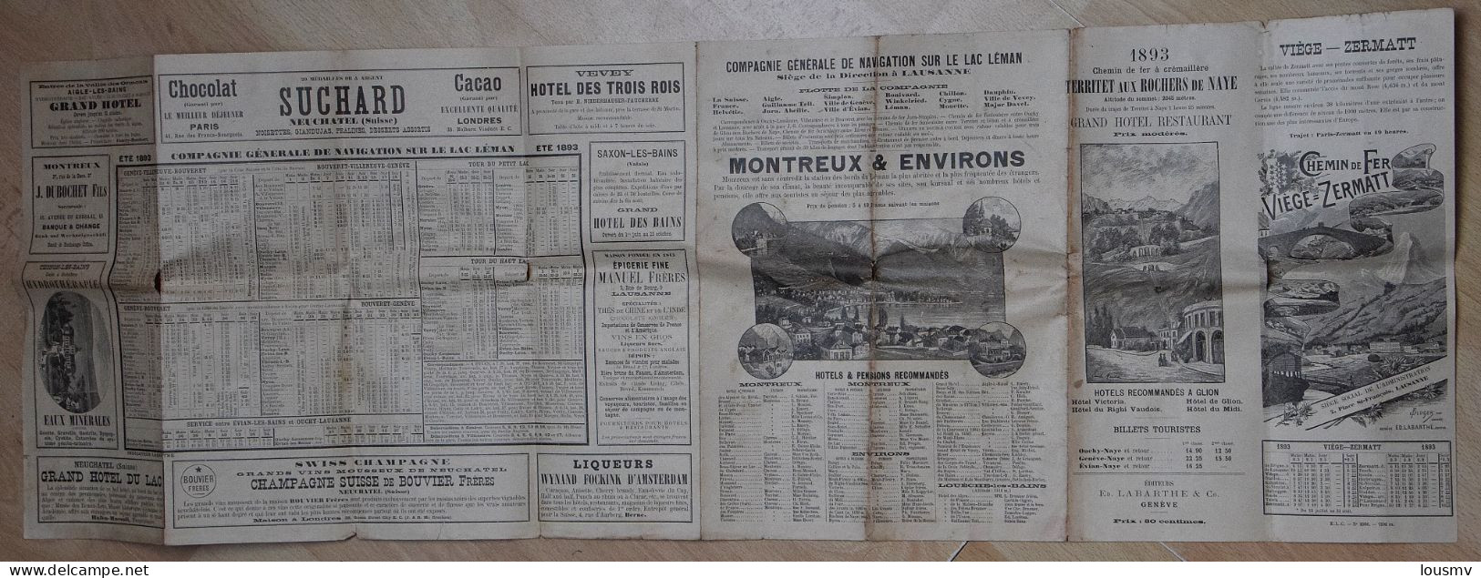 Montreux Et Ses Environs - Horaires été 1893 + Brochure Touristique - Compagnie Générale De Navigation Sur Le Lac Léman - Europa