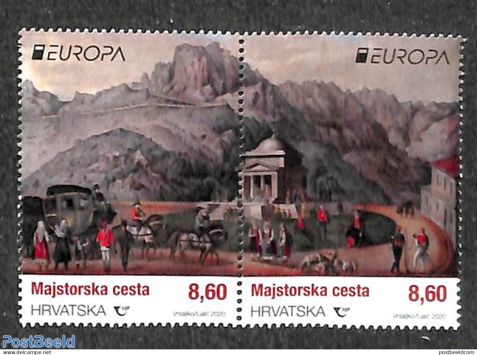 Croatia 2020 Europa, Old Postal Roads 2v [:], Mint NH, History - Nature - Transport - Europa (cept) - Horses - Post - .. - Correo Postal