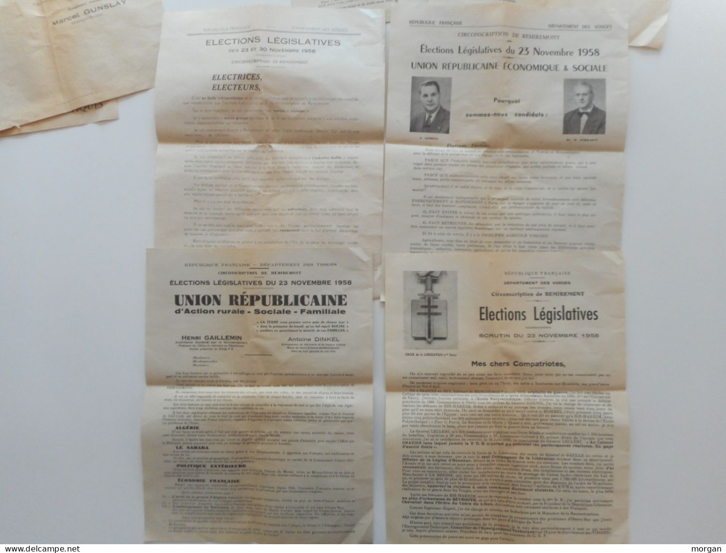 VOSGES - REMIREMONT ET ENVIRONS, 1958, ELECTIONS LEGISLATIVES DE LA CIRCONSCRIPTION, PROGRAMMES ET BULLETINS - Lorraine - Vosges