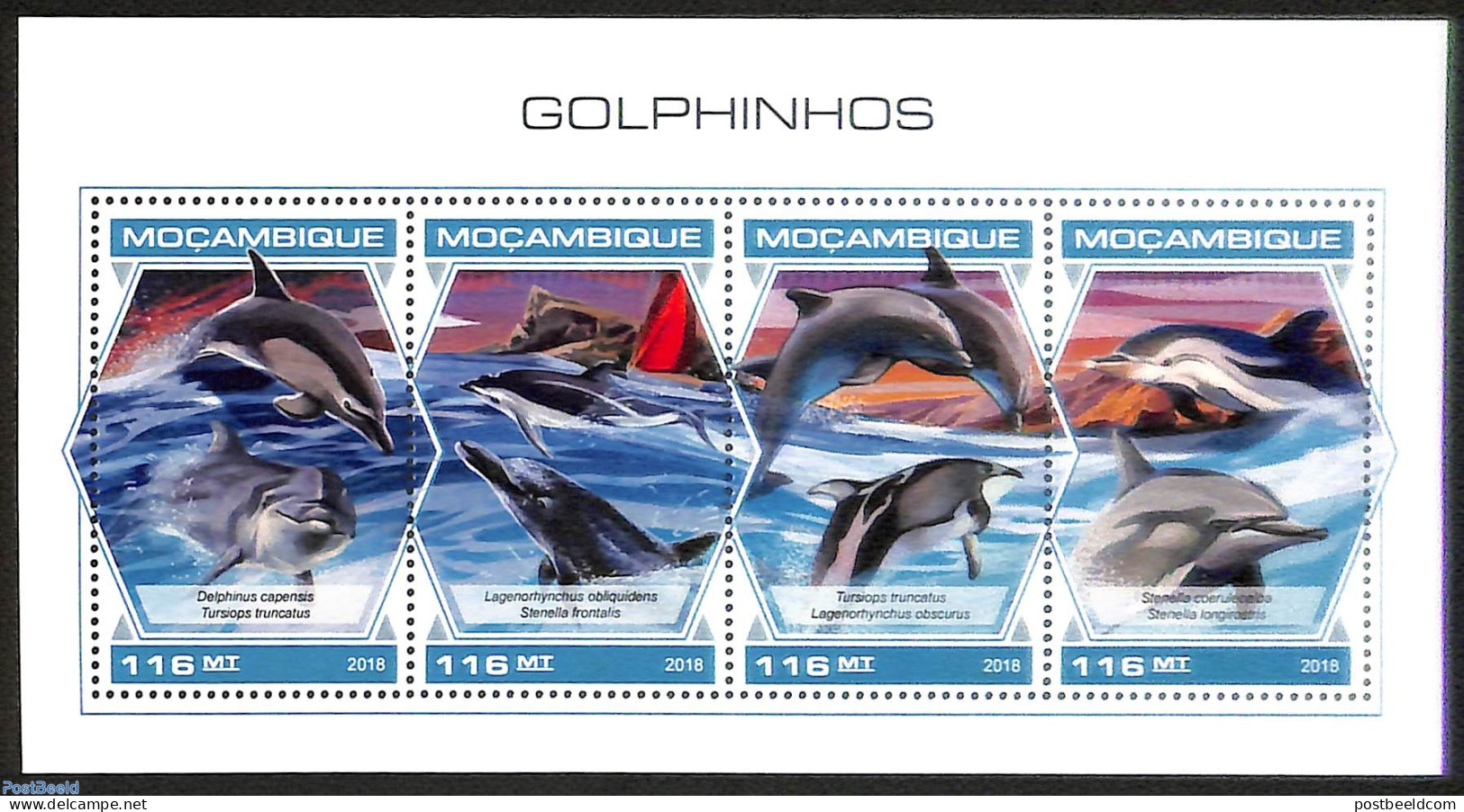 Mozambique 2018 Dolphins, Mint NH, Nature - Sea Mammals - Mozambico