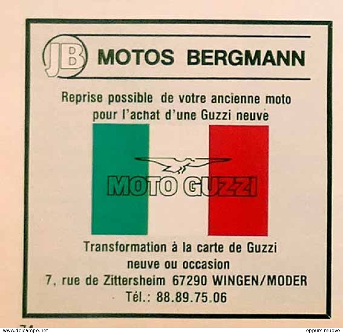 Publicité Papier MOTO GUZZI BERGMANN WINGEN Août 1986 FL-06 - Reclame
