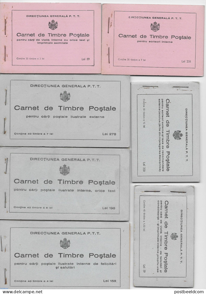 Romania 1939 Complete Set Of 7 Booklets,, Mint NH, Various - Errors, Misprints, Plate Flaws - Unused Stamps