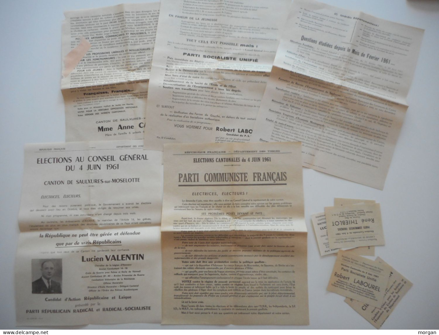 VOSGES - SAULXURES S/ MOSELOTTE, 1961, ELECTIONS CANTONALES, PROGRAMMES ET BULLETINS - Lorraine - Vosges