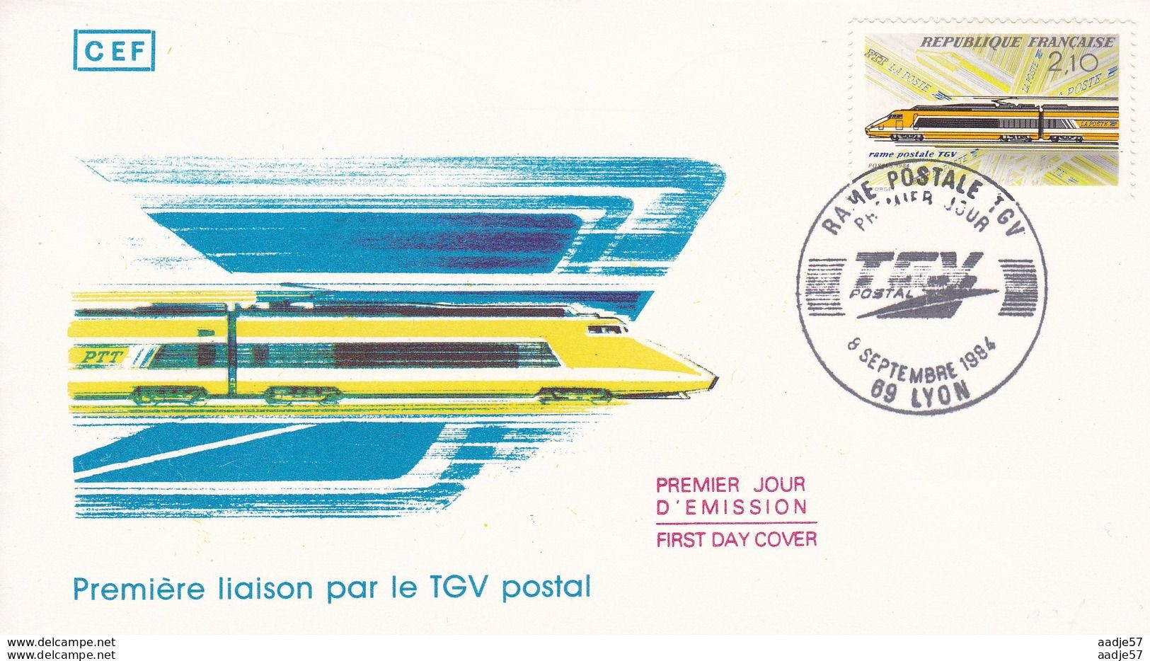 Frankreich France FDC TGV Post 08.09.1984 - Trenes