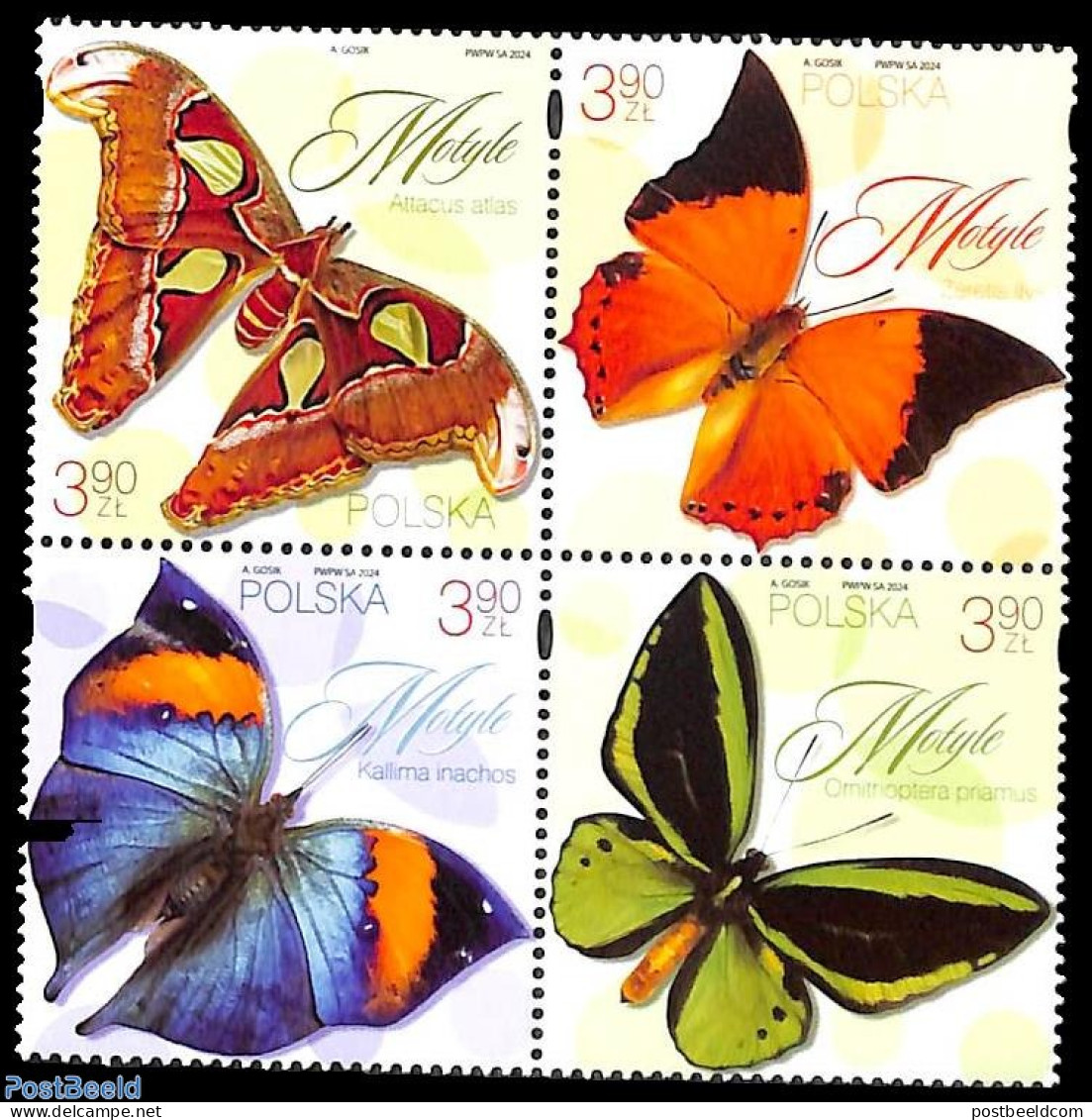Poland 2024 Butterflies 4v [+], Mint NH, Nature - Butterflies - Unused Stamps