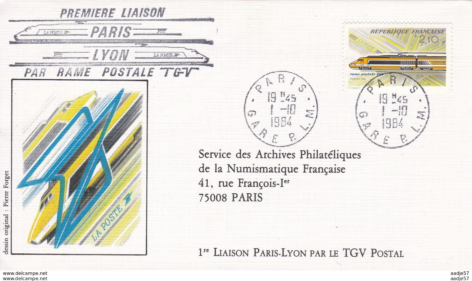 Frankreich France TGV Post Paris - Lyon 01.10.1984 - Trenes