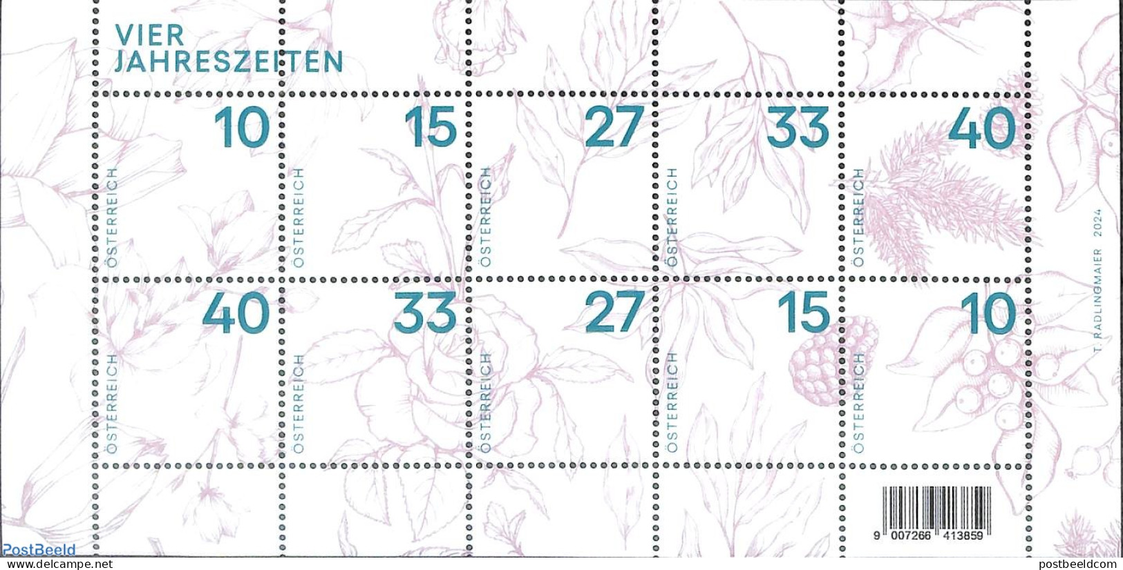 Austria 2024 4 Seasons 10v M/s, Mint NH, Nature - Flowers & Plants - Roses - Unused Stamps