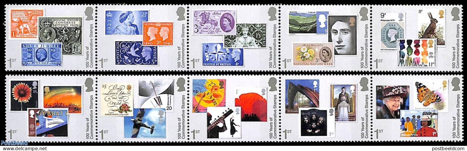 Great Britain 2024 100 Years Commemorative Stamps 10v (2x[::::]), Mint NH, Nature - Transport - Butterflies - Rabbits .. - Nuevos
