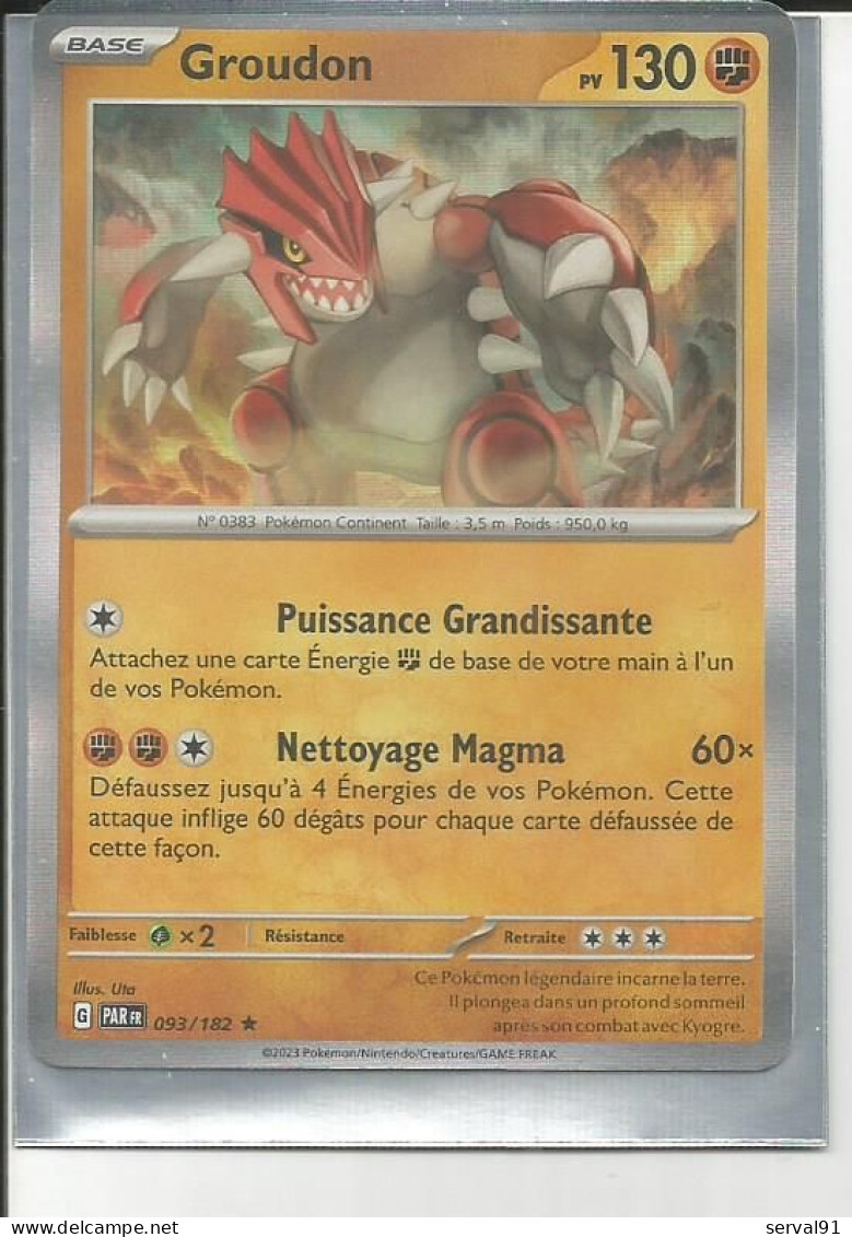 CARTE GROUDON HOLOGRAPHIQUE  DESTINEE A PALDEA N° 93 - Ecarlate & Violet