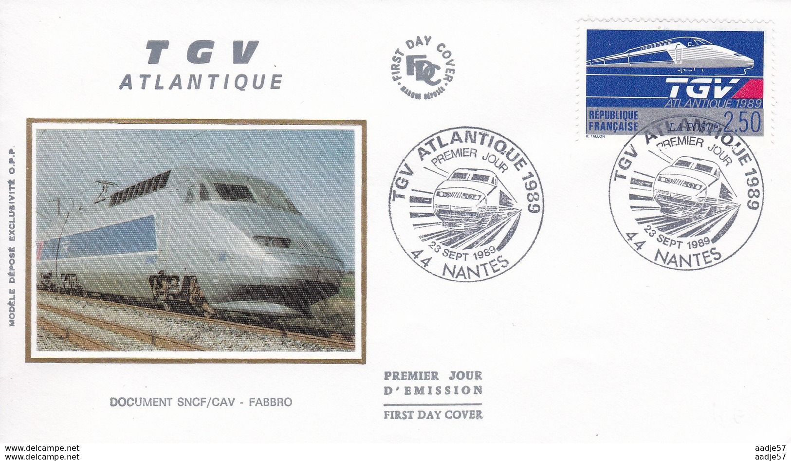 Frankreich France FDC TGV Atlantique 23.09.1989 - Trenes