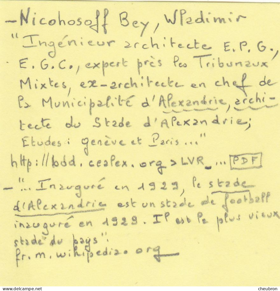 EGYPTE. ALEXANDRIE. CPA. STADE MUNICIPAL D'ALEXANDRIE. W.NICOHOSOFF BEY ARCHITECTE. - Alexandria