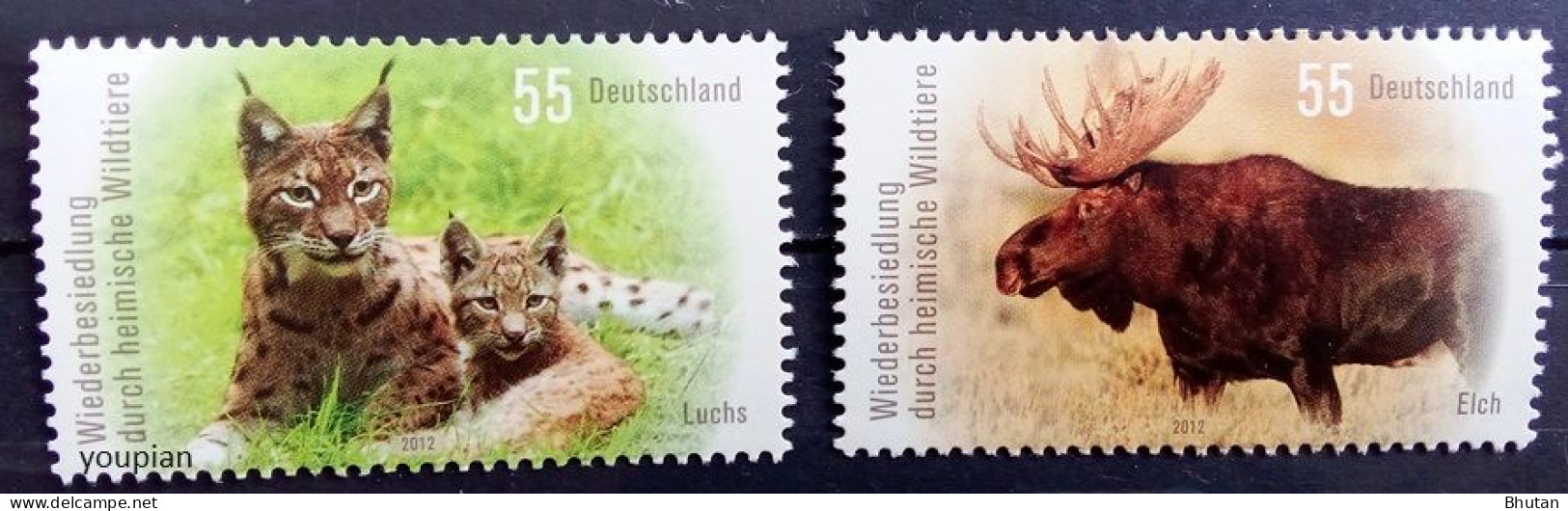Germany 2012, Animals - Lynx And Elk, MNH Stamps Set - Ongebruikt