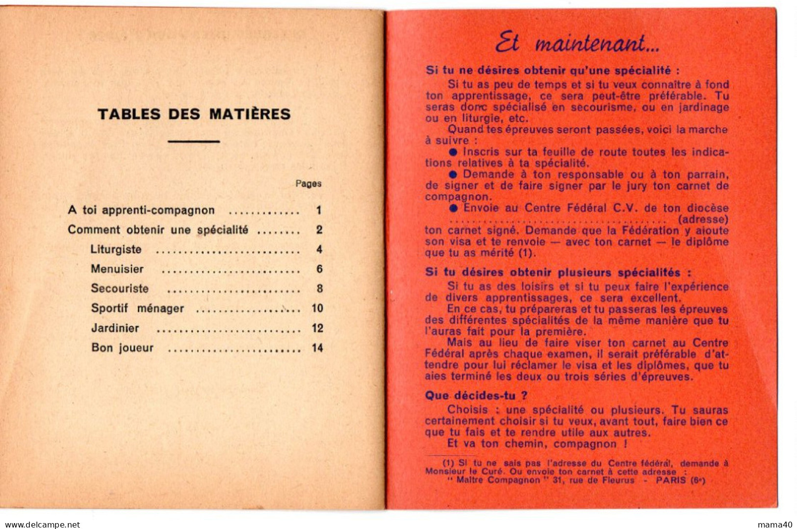 COMPAGNONAGE - MON CARNET DE COMPAGNON - A TOI APPRENTI COMPAGNON - Historische Dokumente