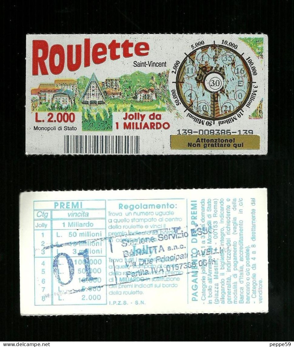 Gratta E Vinci - Roulette - Saint Vincent - Lotto 139 - Billets De Loterie