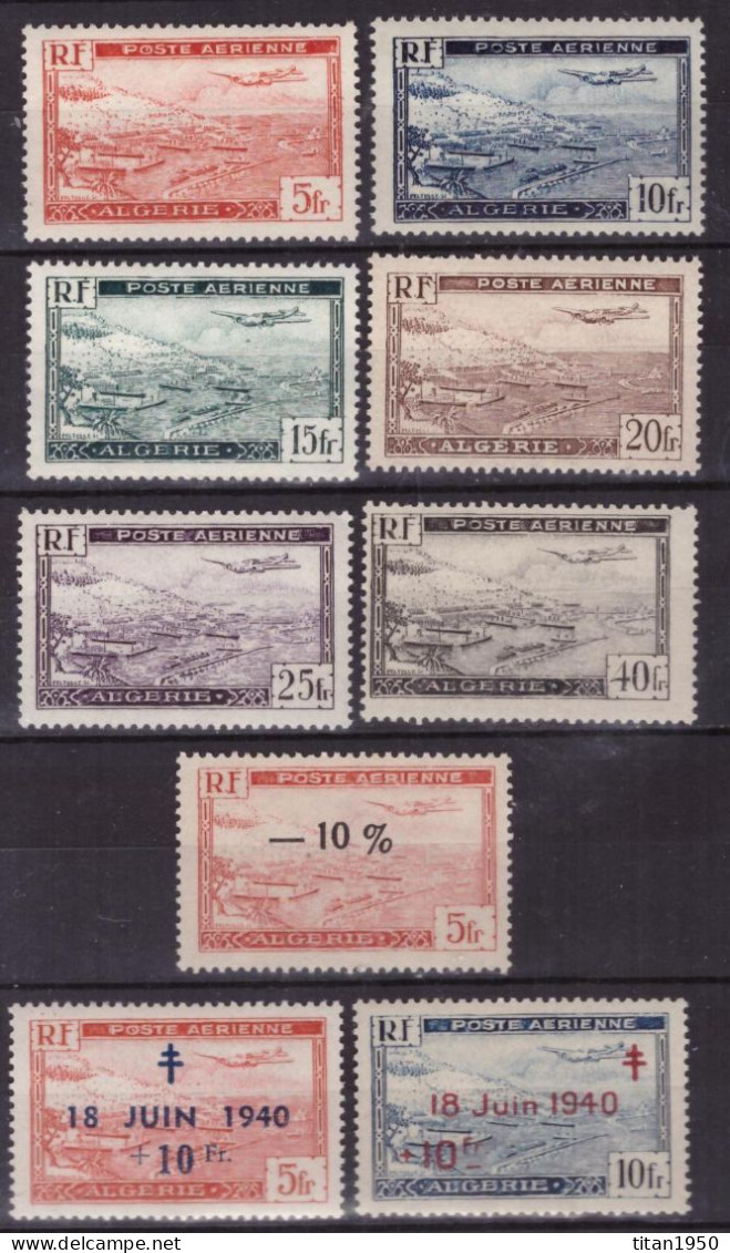 Algérie - 1946-1948 - Avion Survolant La Rade D'Alger - Série De 9 Timbres Neufs ** Cote  15,25 € - Airmail