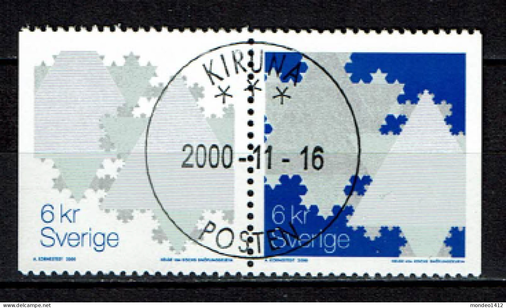 Sweden 2000 - Christmas Stamps - Snow Flakes - Pair - Used - Gebruikt