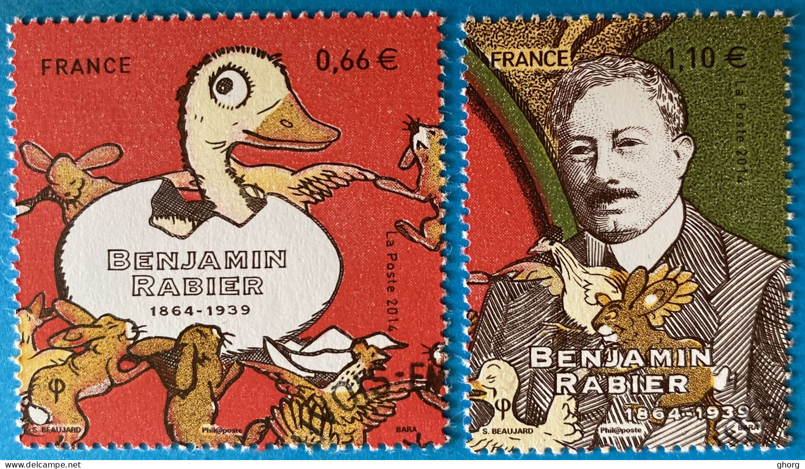 France 2014 : Benjamin Rabier, Illustrateur Français N° 4866 à 4867 Oblitéré - Used Stamps