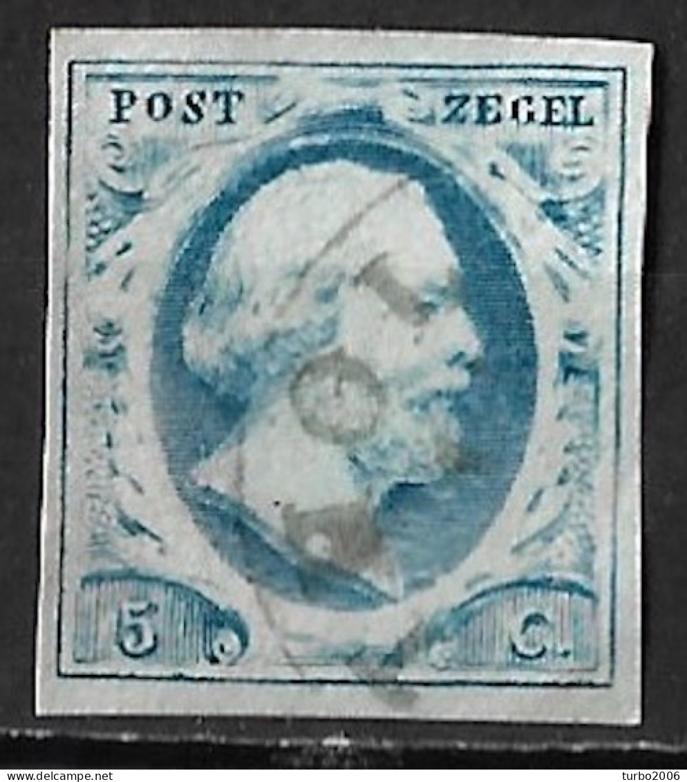 Nederland Halfrondstempel THOLEN A Op 1852 Koning Willem III 5 Cent Blauw Ongetand NVPH 1. - Used Stamps