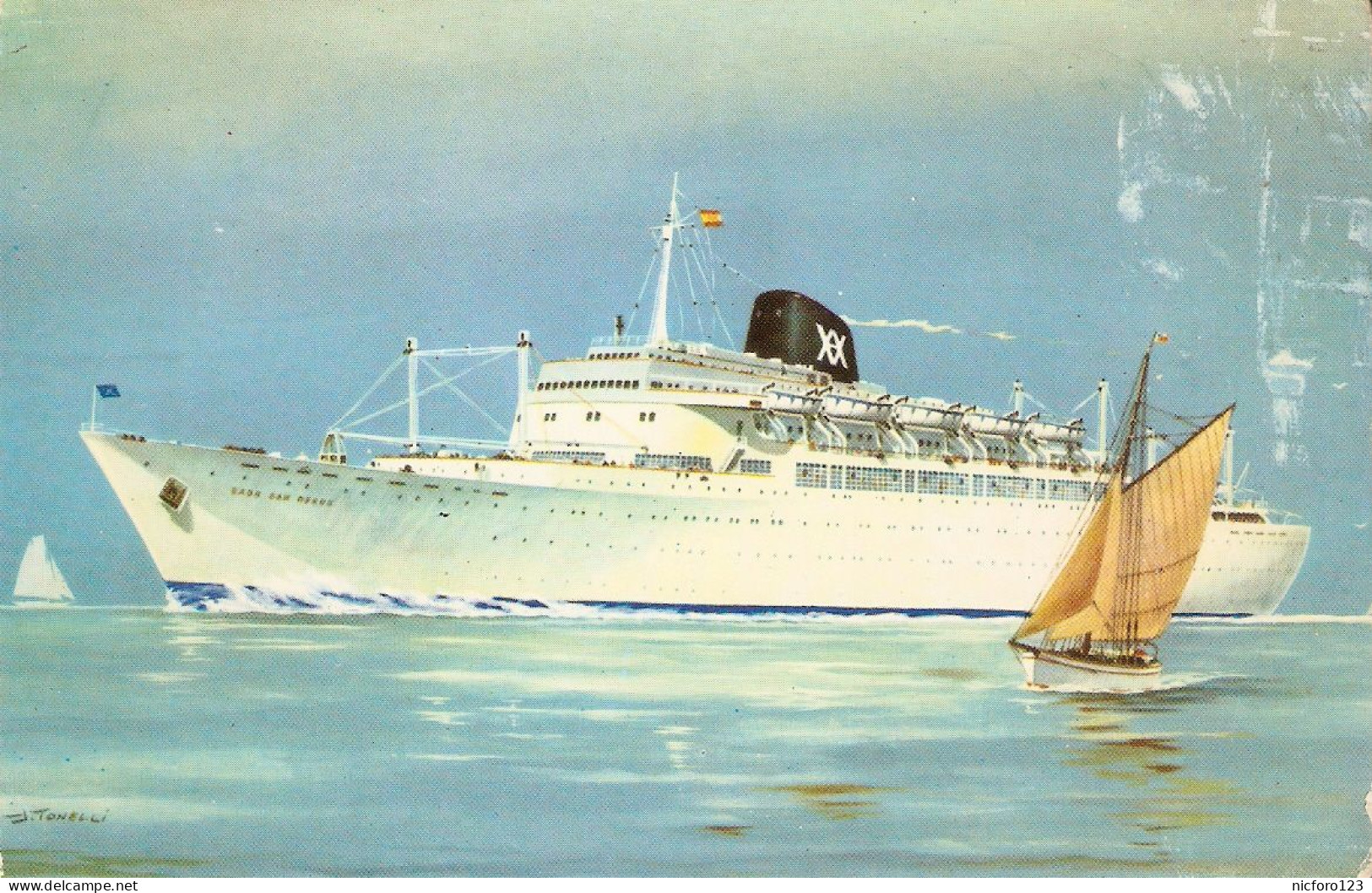 "Ship. Cabo San Roque" Vintage Spanish Postcard. 1960s. Size 15 X 10,5 Cms. - Piroscafi